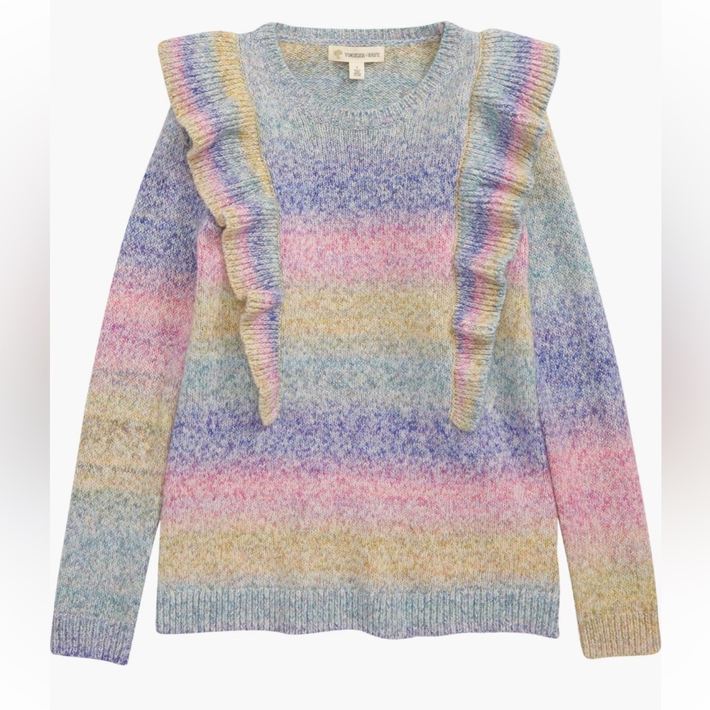 Ruffle cotton blend tunic sweater